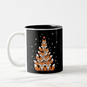 Fuchs Weihnachtsbaum Fuchs Xmas Baum Lustiges Tier Zweifarbige Tasse