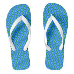 Fuchs Whimsical Blue Green Tiled Ocean Bubbles Flip Flops