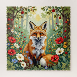 Fuchs-Wildblumen-Wald-Illustration