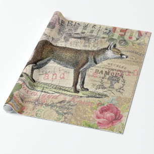 Fuchs-Wildlife-Vintage-Tierillustration Geschenkpapier