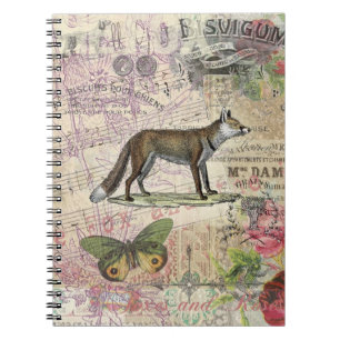 Fuchs-Wildlife-Vintage-Tierillustration  Notizblock