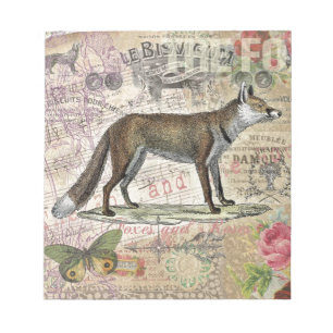 Fuchs-Wildlife-Vintage-Tierillustration Notizblock