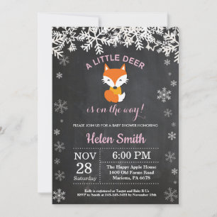 Fuchs-Winter-Mädchen-Baby-Shower-Kreidetafel-Einla Einladung