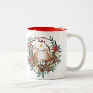 Fuchsbeeren-Kranz der frohen Weihnachten Zweifarbige Tasse