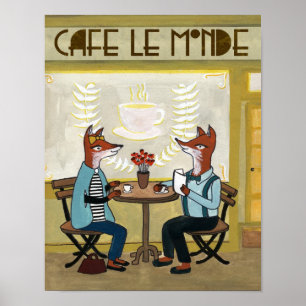 Füchse am Café - zwei Füchse an einem Café Poster