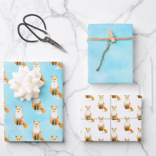 Füchse Aqua Watercolor Geschenkpapier Set
