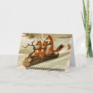 Füchse auf Schlitten Feiertagskarte