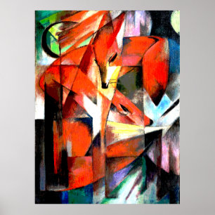 Füchse, die von Franz Marc in digitaler Färbung ge Poster