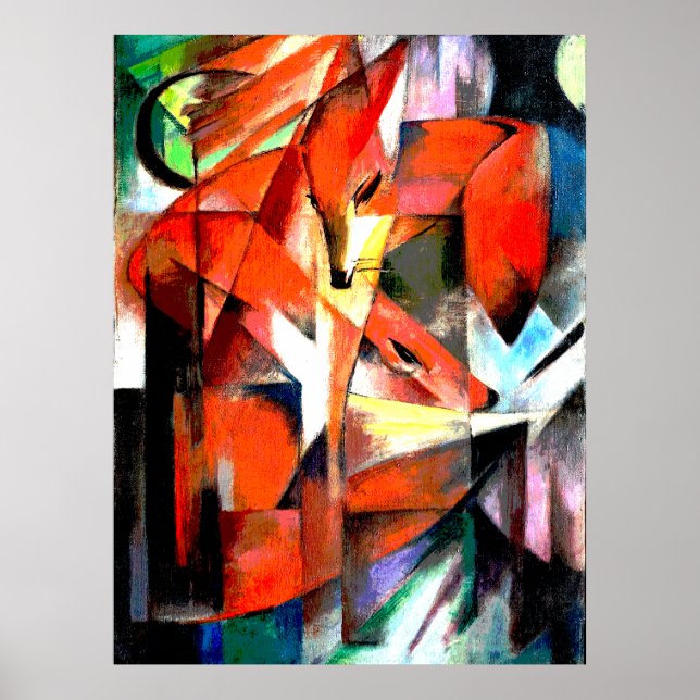Füchse, die von Franz Marc in digitaler Färbung ge Poster (Vorne)