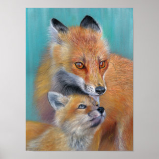 Füchse Druck. Unter ihrem Schutz. Fuchs Poster