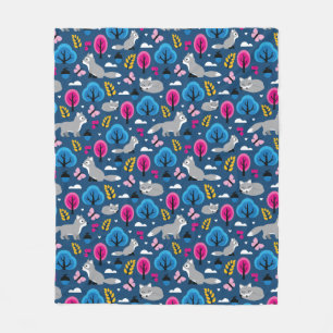 Füchse im Eichenwald Fleecedecke