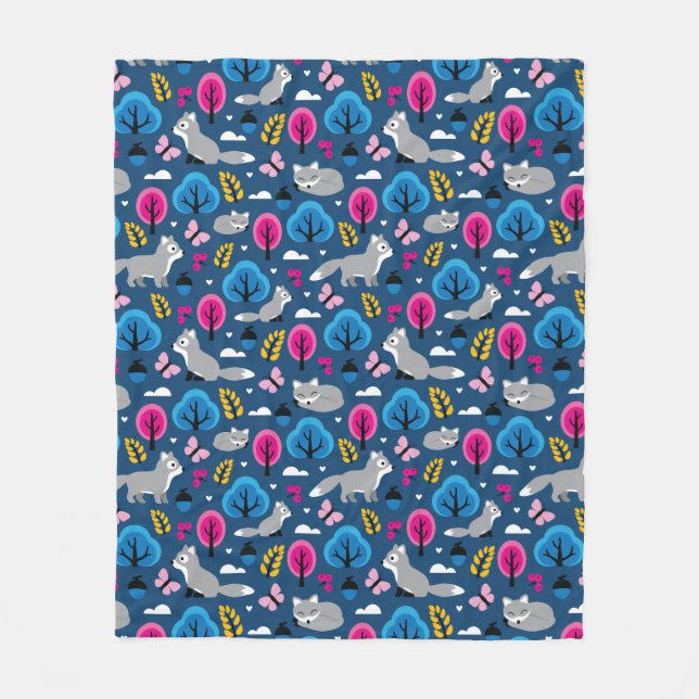 Füchse im Eichenwald Fleecedecke (Vorderseite)