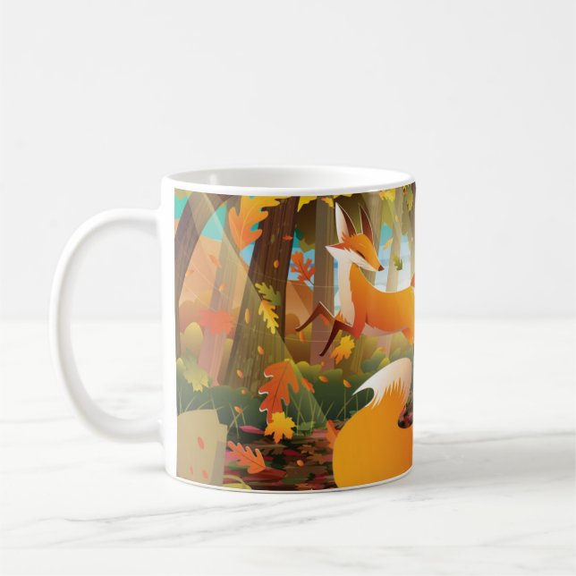 Füchse im Herbstwald Kaffeetasse (Links)