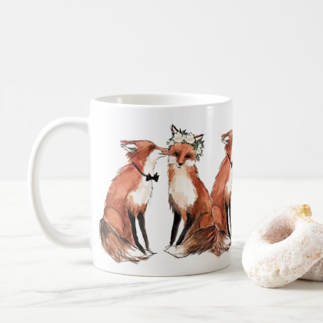 Füchse in der Liebe, Fox-Hochzeit Kaffeetasse (Mit Donut)