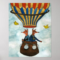 Füchse in einem Heißluftballon