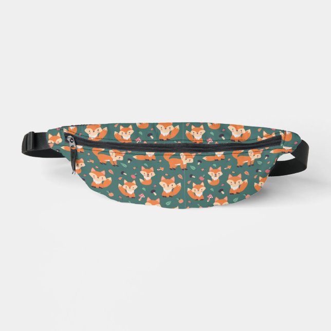 Füchse in Waldgrün, niedlich Bauchtasche (Vorderseite)