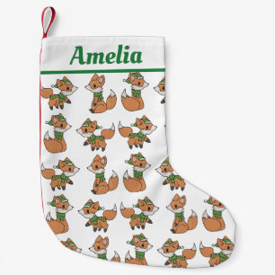 Füchse in Winterspuren Personalisiert Kleiner Weihnachtsstrumpf