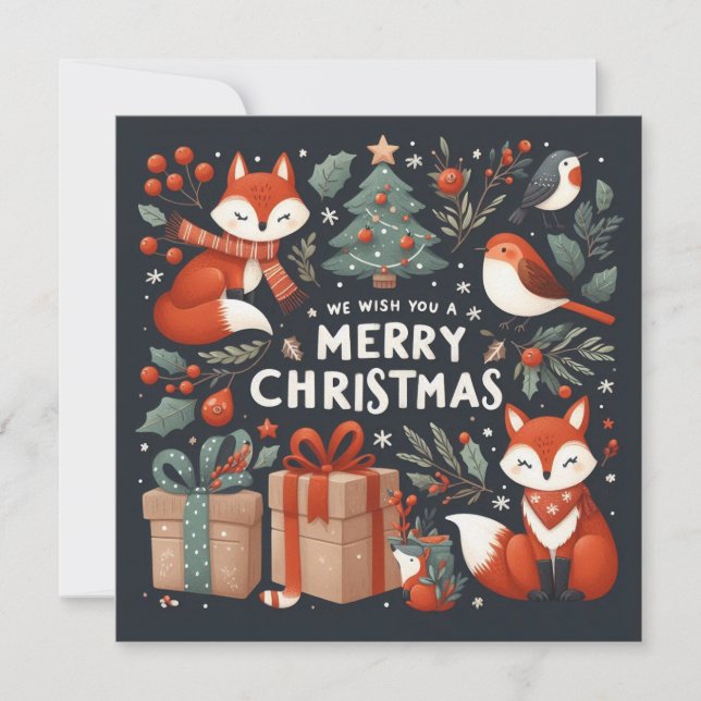 Füchse, Robinen, Geschenkboxen Frohe Weihnachten (Vorderseite)