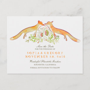 Füchse Save the Date Ankündigungspostkarte