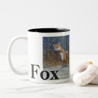 Füchse. Springender Fox im Schnee Zweifarbige Tasse