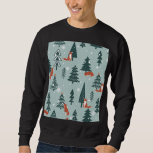 Füchse, Tannen, Winter, bunte Muster Sweatshirt
