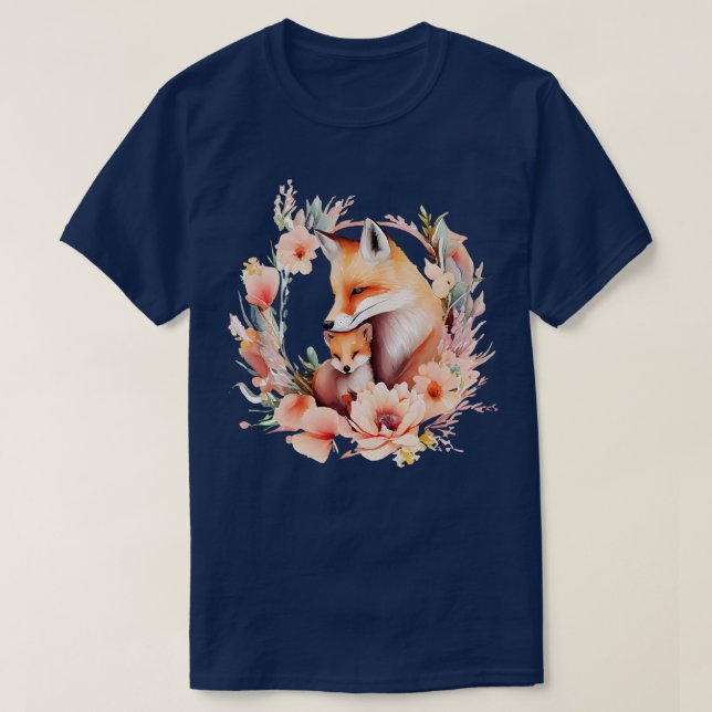 Füchse und Blume T-Shirt (Design vorne)