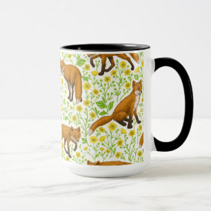 Füchse und Buttercups auf natürlichem Weiß Tasse