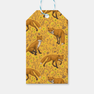 Füchse und Buttercups auf Orange Geschenkanhänger