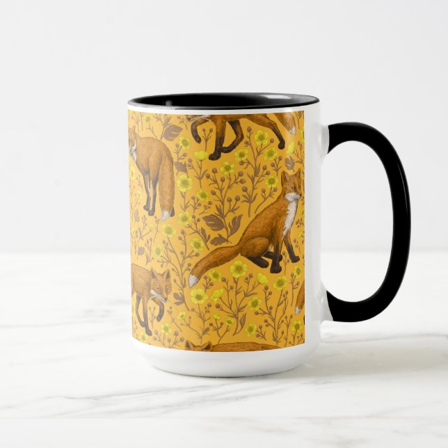 Füchse und Buttercups auf Orange Tasse (Rechts)