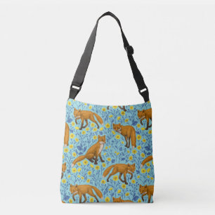 Füchse und Buttercups in Poolblau Tragetaschen Mit Langen Trägern