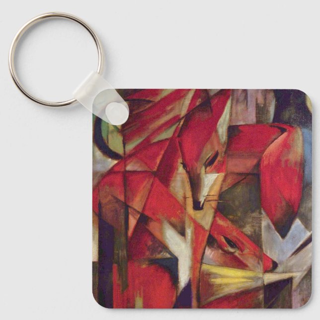 Füchse von Franz Marc, Vintage Abstrakte kubistisc Schlüsselanhänger (Vorderseite)