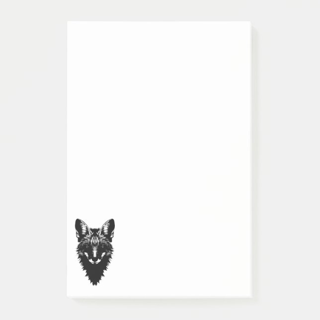 Fuchsgesicht-Silhouette Post-it Klebezettel (Vorderseite)
