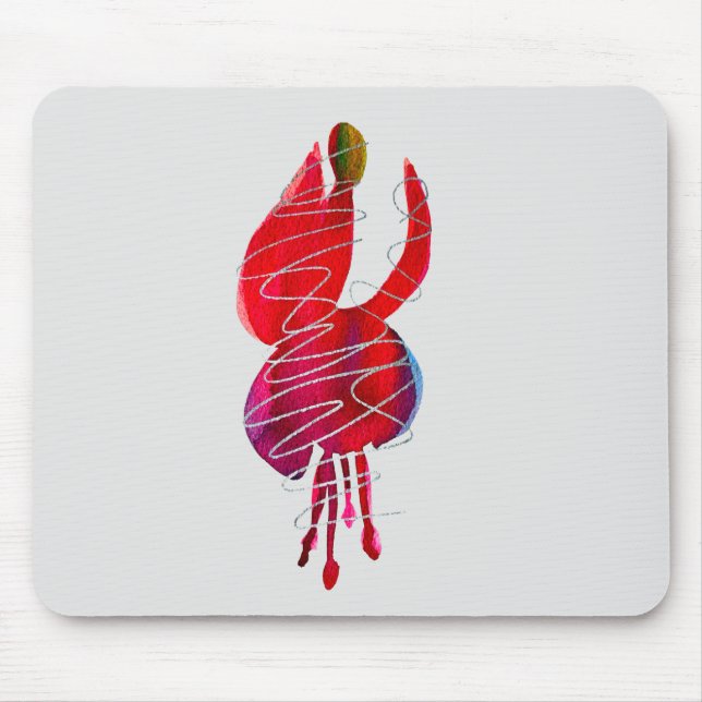 Fuchsia abstrakte Aquarellblüte Mousepad (Vorne)