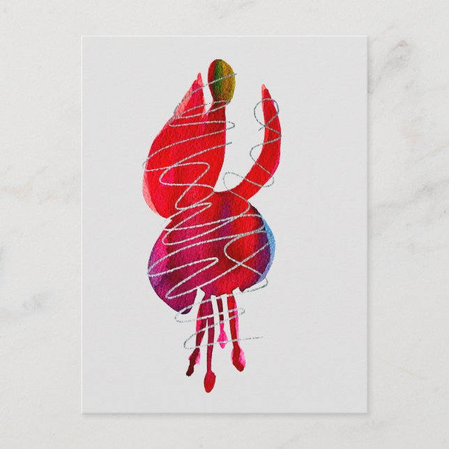 Fuchsia abstrakte Aquarellblüte Postkarte (Vorderseite)