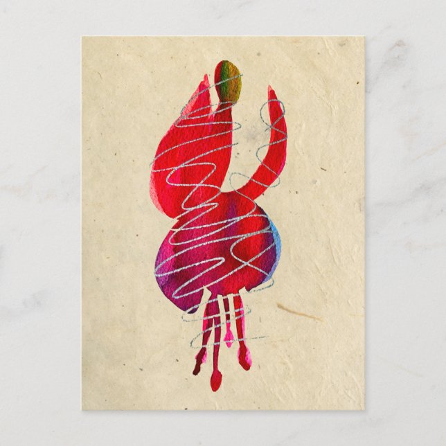Fuchsia abstrakte Aquarellblüte Postkarte (Vorderseite)
