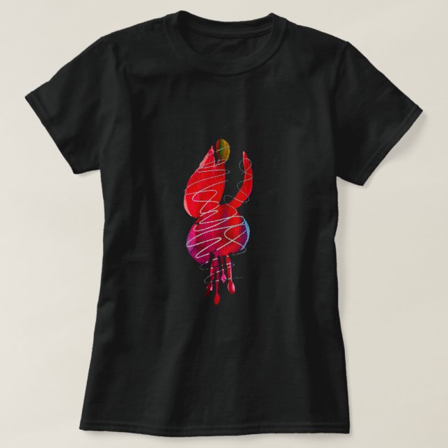 Fuchsia abstrakte Aquarellblüte T-Shirt (Design vorne)