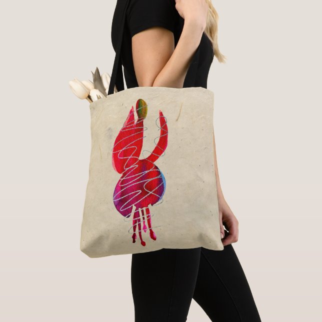 Fuchsia abstrakte Aquarellblüte Tasche (Von Nahem)