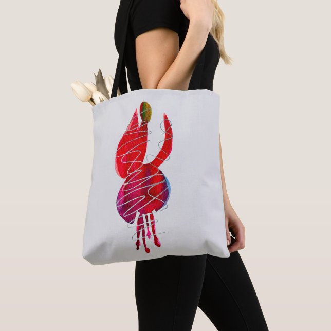 Fuchsia abstrakte Aquarellblüte Tasche (Von Nahem)