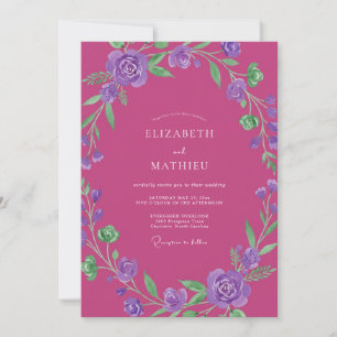 Fuchsia Amethyst Reben Hochzeit Einladung