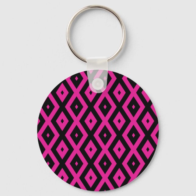 Fuchsia and black diamond pattern schlüsselanhänger (Vorderseite)