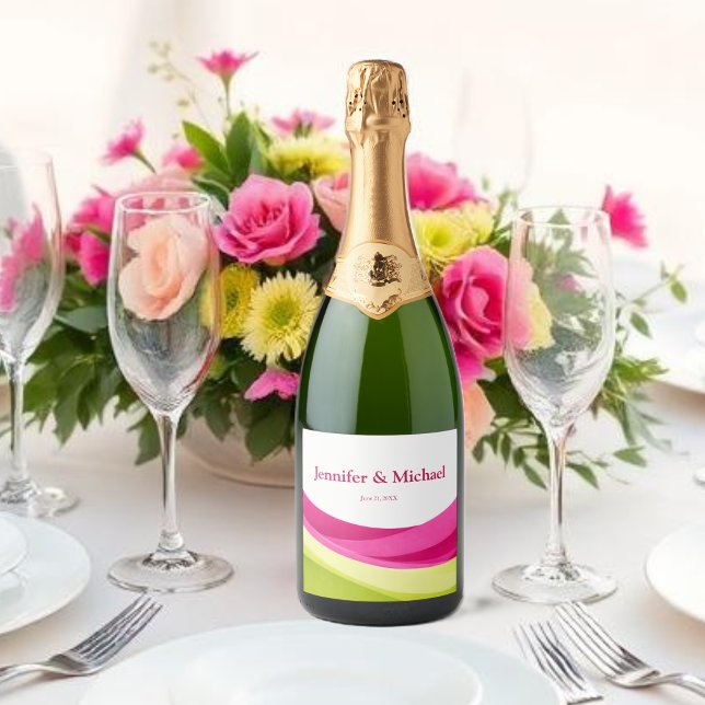 Fuchsia and Lime Green (Fuchsia and Lime Green Sparkling Wine Label )