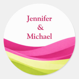 Fuchsia and Lime Green Personalized Wedding Runder Aufkleber
