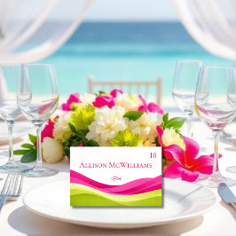 Fuchsia and Lime Green Wedding Place Card-Fish Tischnummer