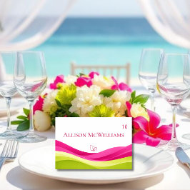 Fuchsia and Lime Green Wedding Place Card-Vegan Tischnummer