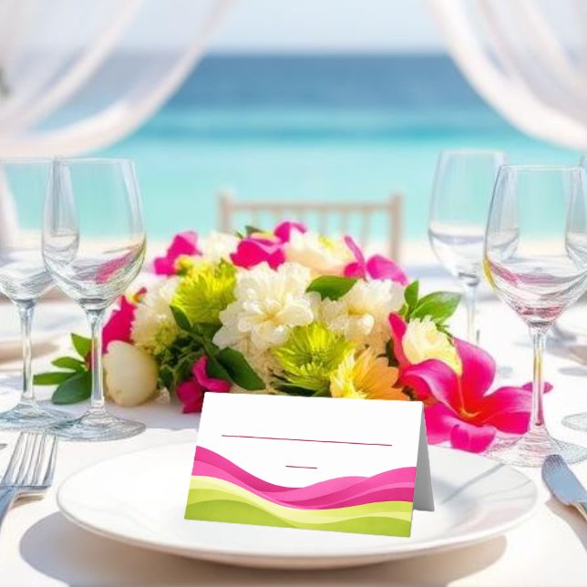 Fuchsia and Lime Green Wedding Platzkarte (Fuchsia and Lime Green Wedding Place Card )