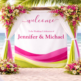 Fuchsia and Lime Green Wedding Sign Wandteppich