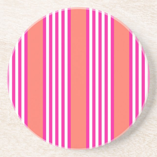 Fuchsia and living coral five stripes pattern getränkeuntersetzer (Vorne)