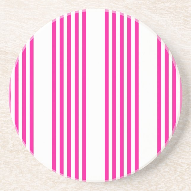 Fuchsia and white five stripes pattern getränkeuntersetzer (Vorne)