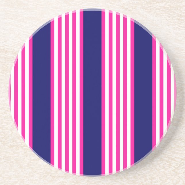 Fuchsia and white five stripes pattern with blue getränkeuntersetzer (Vorne)
