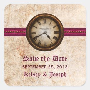 Fuchsia Antique Save the Date Stickers